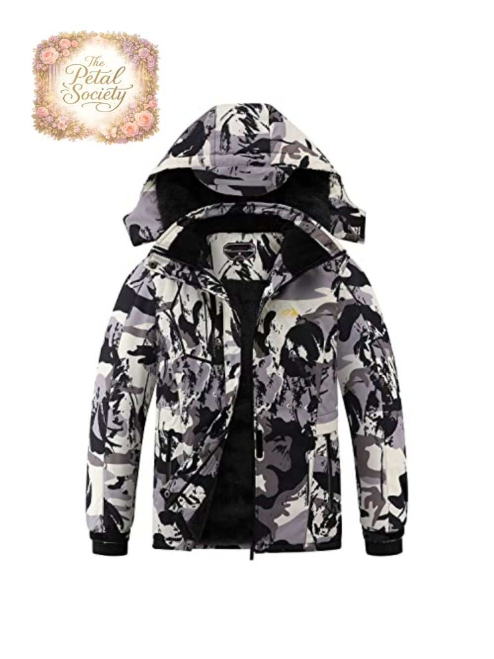 Kids Waterproof Ski Jacket Fleece Lined Winter Coat Detachable Hood